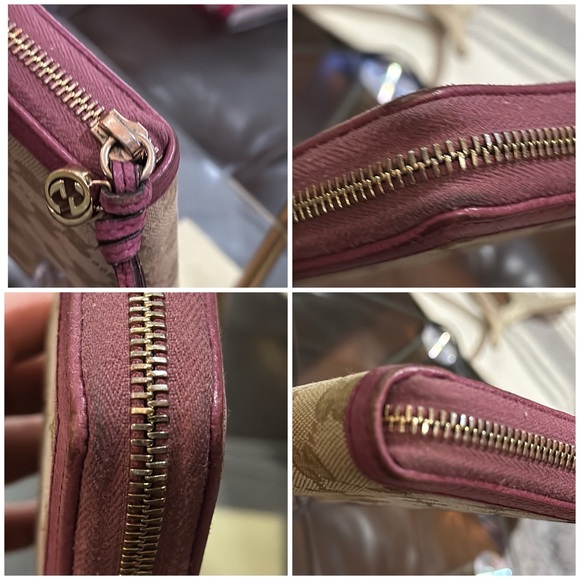 🔥Authentic Gucci GG Canvas Zip Wallet w/Pink Leather Trim, BEAUTIFUL! VGUC🔥 - Picture 5 of 15